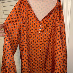 SHEIN Orange and Blue Geometric Dress